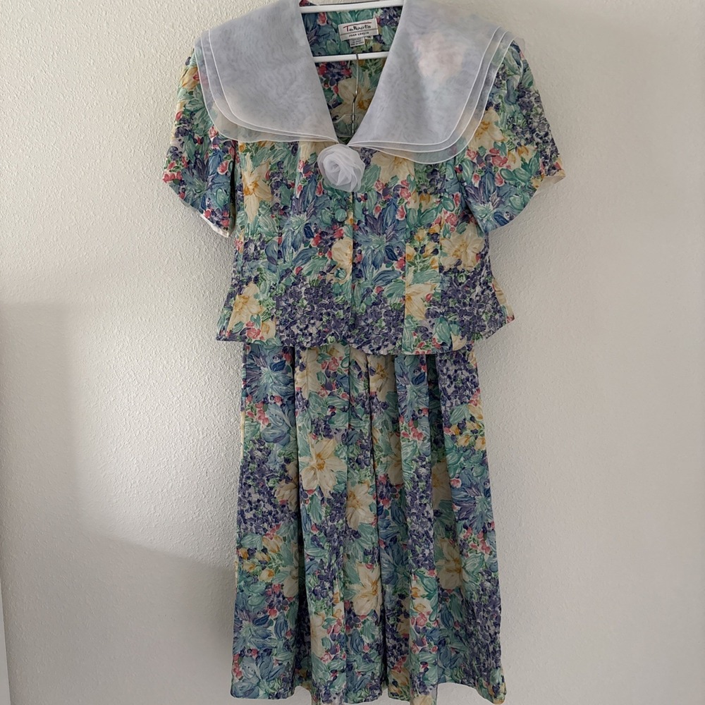 Vintage Talbots Joan Leslie Silk Skirt And Jacket Floral Set Size 14 Grandma